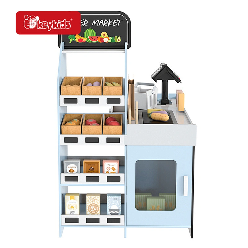 Kids Supermarket Set Role Play Wooden Superstore Shop Toys With Working Cashier W10A217